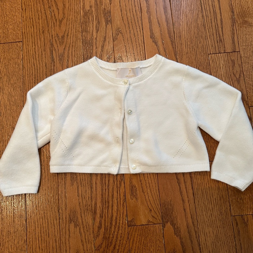 Jacadi White Cropped Knit Cardigan for Kids